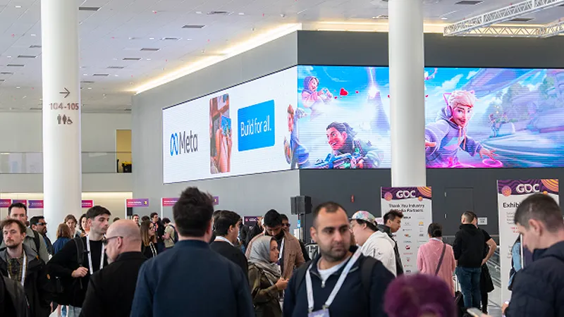Developers gathering at a Meta event booth