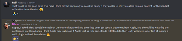 Dilmer Valecillos discusses Apple-first tools and a potential Unity xrOS integration.