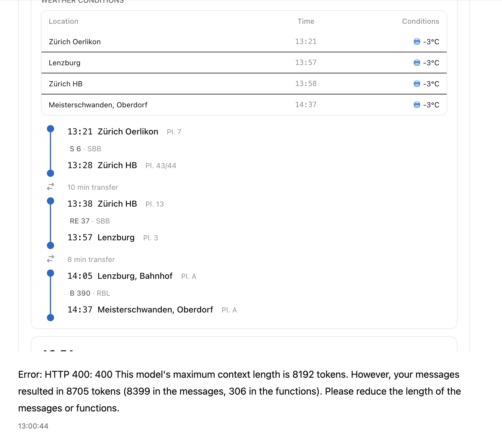 Inspector token limit screenshot